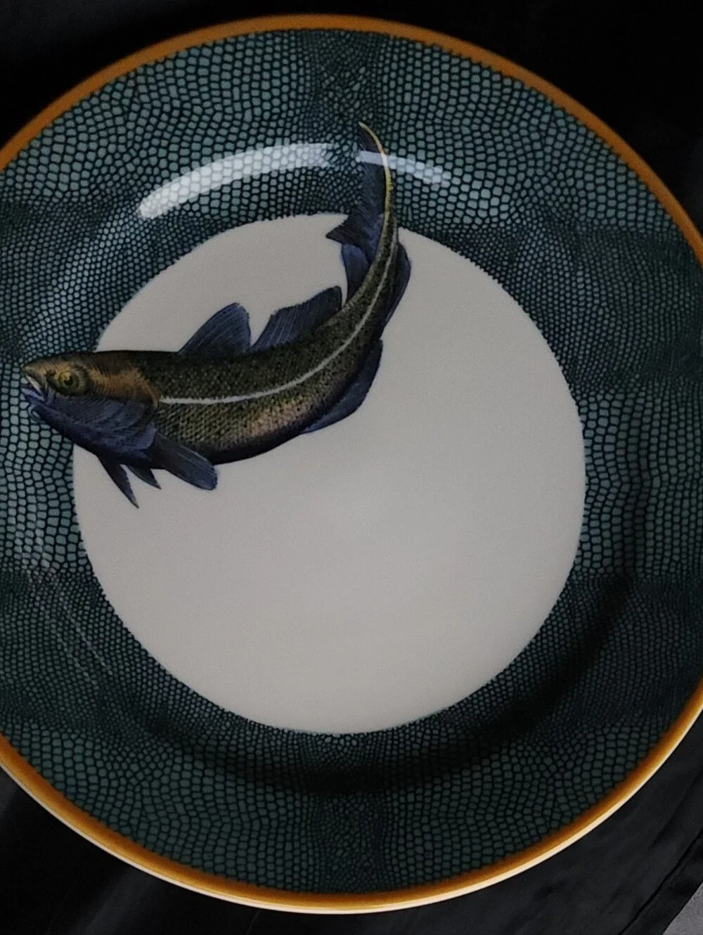 Williams Sonoma English Angler Fish Salad Plates Set of 4 Bass Cod Salmon Trout